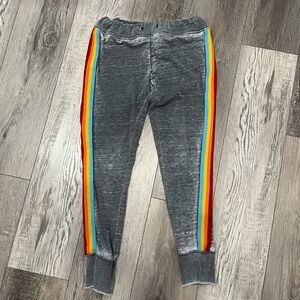 Spiritual Gangster Gray Rainbow Stripes sweatpants S